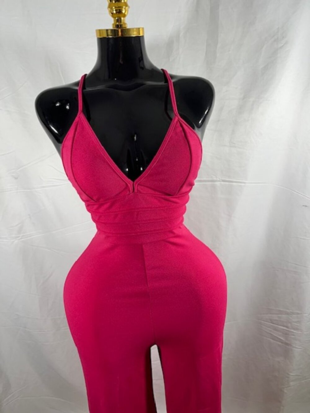 Shein Hot Pink Halter Backless Jumpsuit - Elegant Going Out - Small
